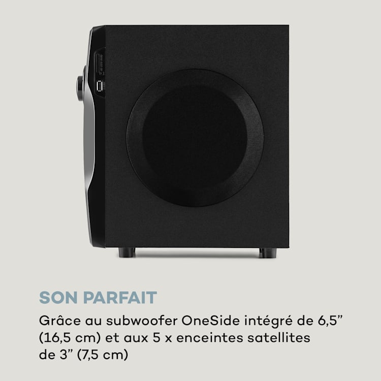 Système d'enceintes auna Concept 720 5.1 Subwoofer OneSide 95 W RMS BT USB SD