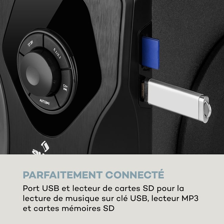 Système d'enceintes auna Concept 720 5.1 Subwoofer OneSide 95 W RMS BT USB SD
