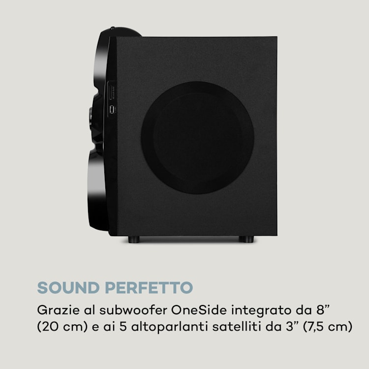 X-Gaming 5.1 Sistema Audio Surround 380 W max. OneSide Subwoofer BT USB SD