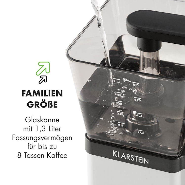 GrandeGusto Kaffeemaschine 1690W 1,3l Pre-Infusion 96°C schwarz/metallic Metallic