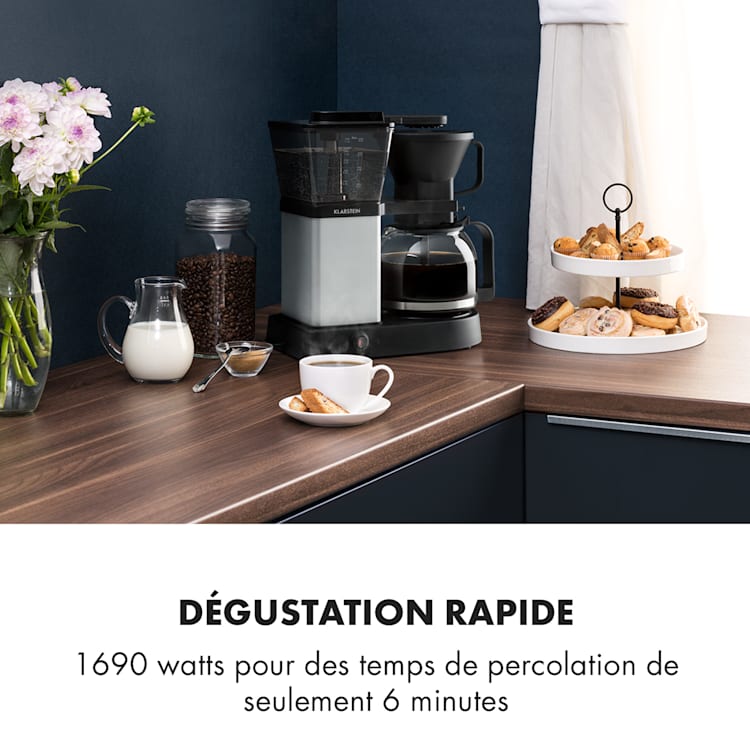 GrandeGusto koffiezetapparaat 1690W pre-infusion 96°C zwart/metallic Metallic
