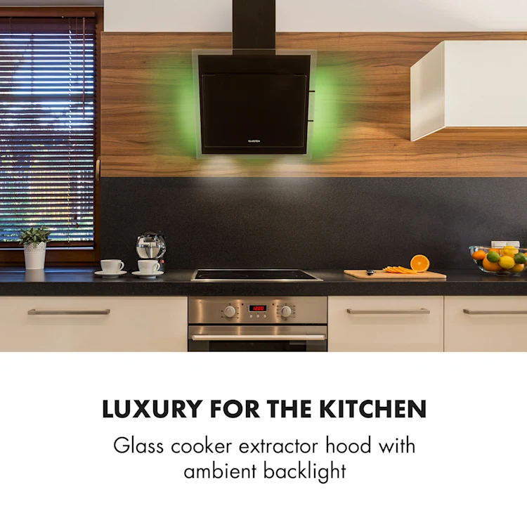 Klarstein Mirage 60 Cooker Extractor Hood 550 m³ / h Touch-Panel Ambient Black 60 cm | Black