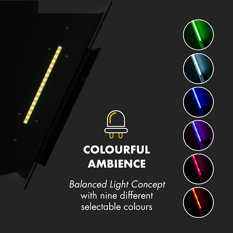 Klarstein Mirage 60 Cooker Extractor Hood 550 m³ / h Touch-Panel Ambient Black 60 cm | Black