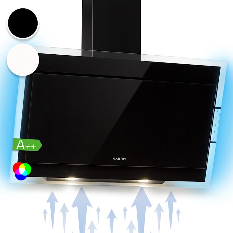 Mirage 90 Dunstabzugshaube 550 m³/h Touch-Panel RGB-Ambiente-Licht A++ 90 cm | Schwarz