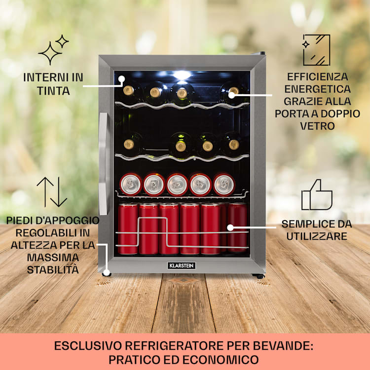 Beersafe XL Mix It Edition - Frigorifero, 60 litri, 4 ripiani, sportello panoramico in vetro