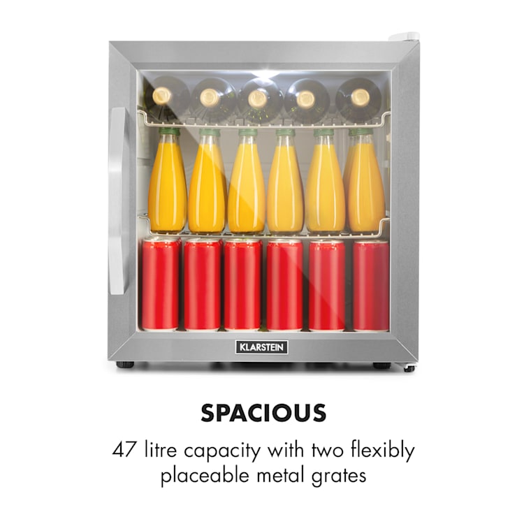 Beersafe L Crystal White, lodówka na napoje, klasa energetyczna E, LED, 2 kratki metalowe, szklane drzwi 47 Ltr | Biały