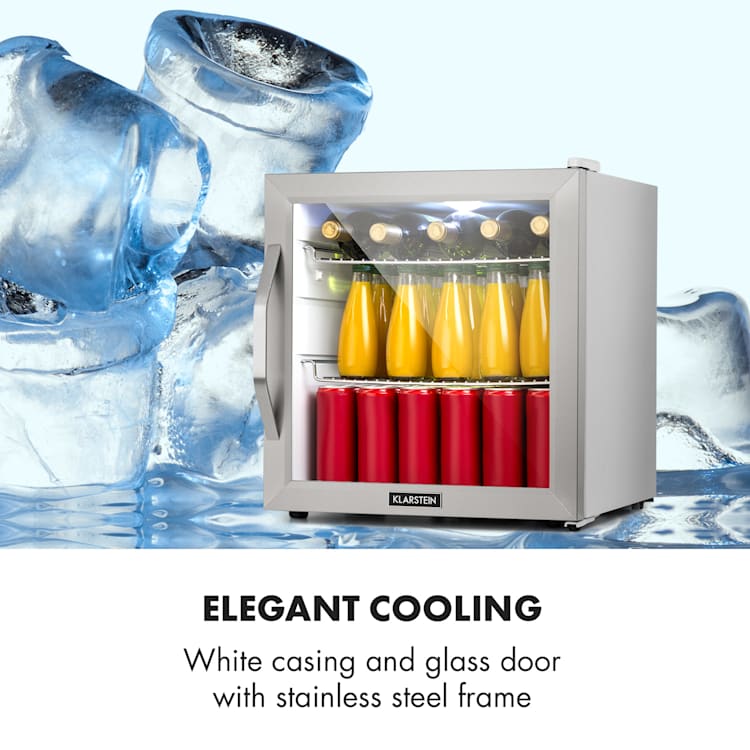 Beersafe L Crystal White, lodówka na napoje, klasa energetyczna E, LED, 2 kratki metalowe, szklane drzwi 47 Ltr | Biały