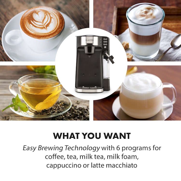 Baristomat 2-in-1 Fully Automatic Coffee & Tea Maker Milk Foam 6 Programmes