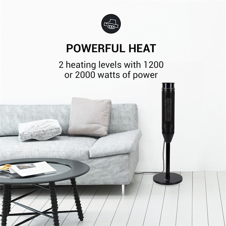 Heat Spike Stufa a Torre 1200/2200W Timer da 8h Termostato nero