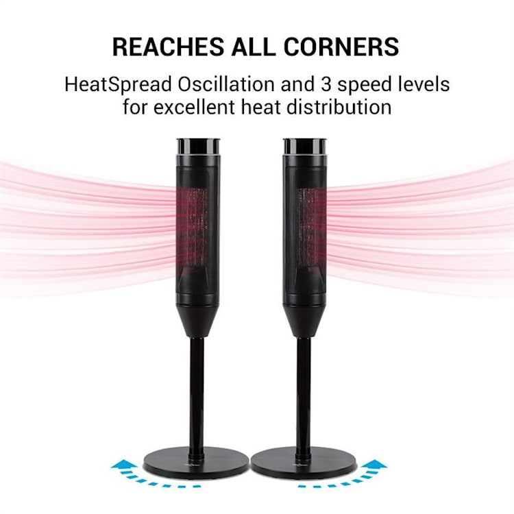 Heat Spike Stufa a Torre 1200/2200W Timer da 8h Termostato nero
