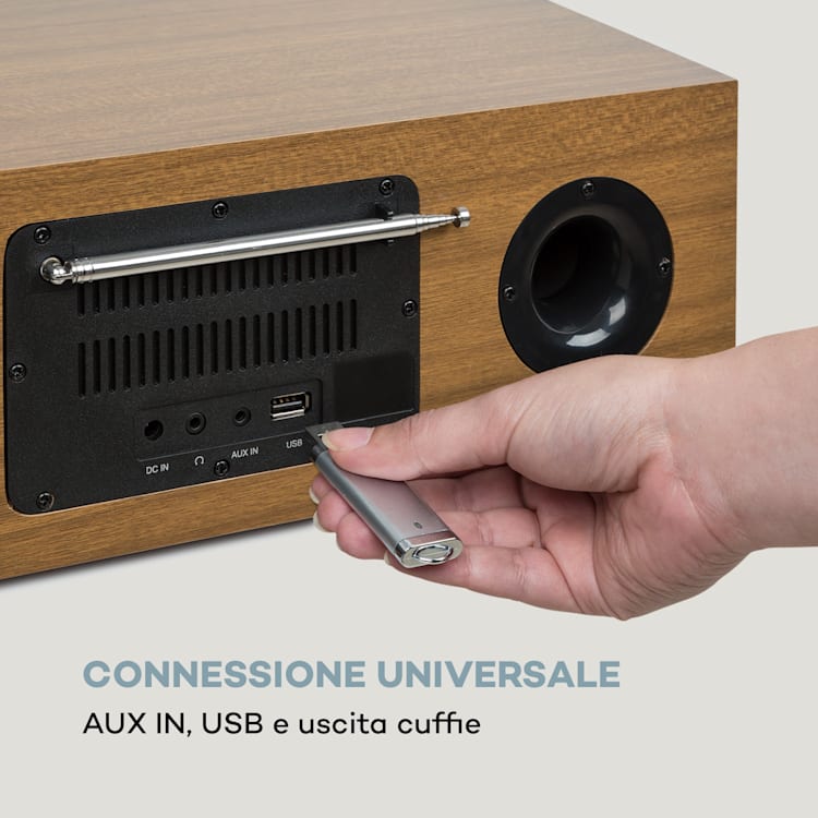 Silver Star CD-DAB - Lettore CD slot-in, max. 2 x 20 W, DAB+, BT, alluminio, marrone Olmo