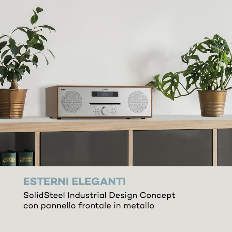 Silver Star CD-DAB - Lettore CD slot-in, max. 2 x 20 W, DAB+, BT, alluminio, marrone Olmo