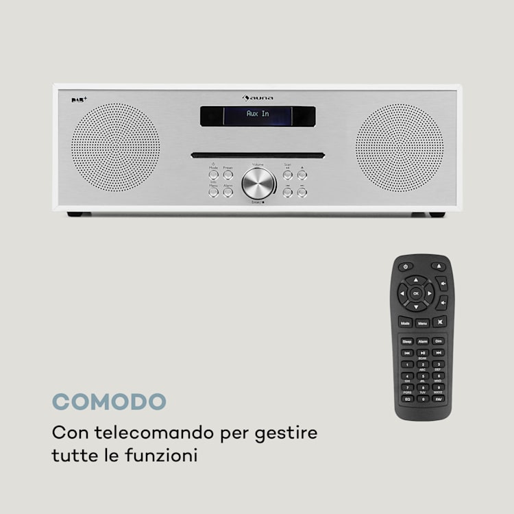 Silver Star CD-DAB - Lettore CD slot-in, max. 2 x 20 W, DAB+, BT, alluminio, bianco Bianco