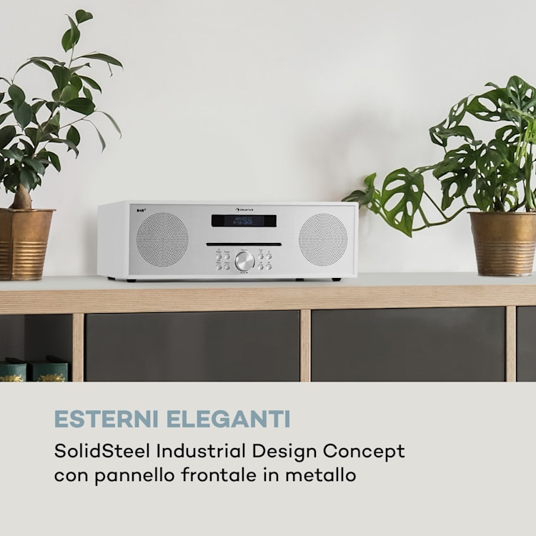 Silver Star CD-DAB - Lettore CD slot-in, max. 2 x 20 W, DAB+, BT, alluminio, bianco Bianco