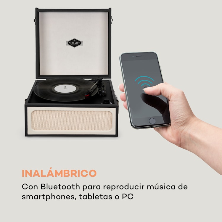 Sarah Ann Tocadiscos Bluetooth USB 33, 45 y 78 rpm negro/crema Sin radio DAB+/FM