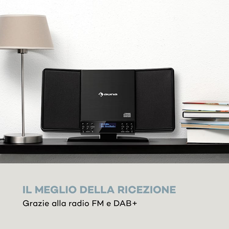 V14-DAB Imianto Stereo Verticale CD FM e DAB+ BT nero Nero