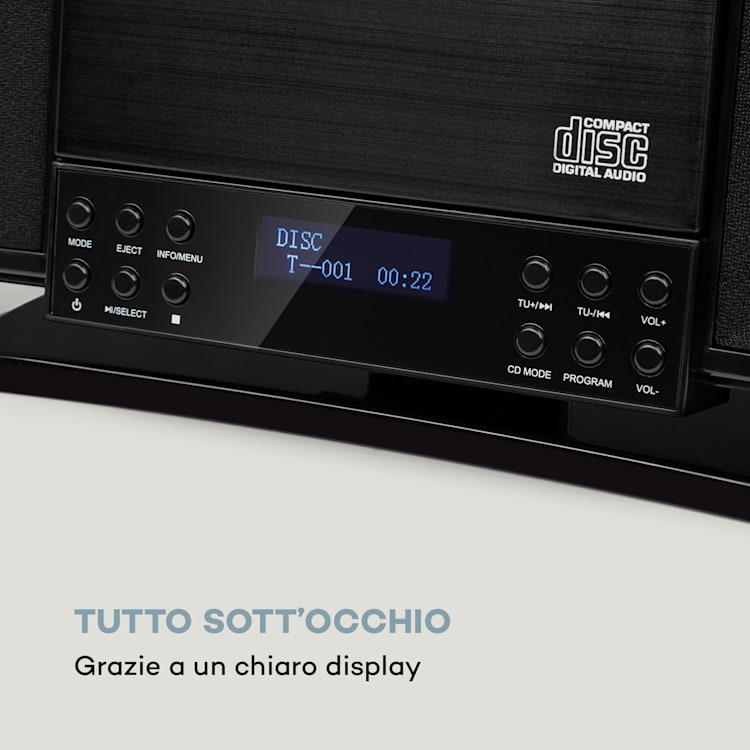 V14-DAB Imianto Stereo Verticale CD FM e DAB+ BT nero Nero