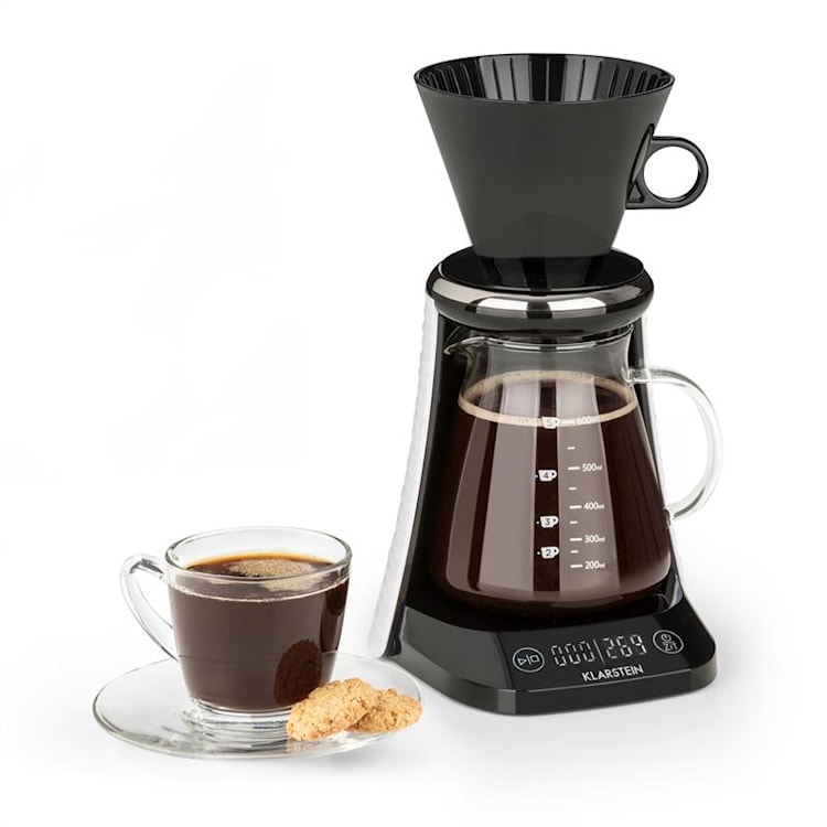 Caraffa di vetro per Caffè Artigianale con Timer Bilancia 600 ml bianco/nero