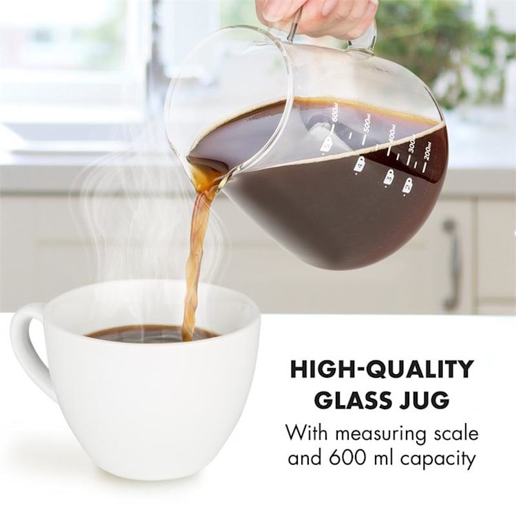 Caraffa di vetro per Caffè Artigianale con Timer Bilancia 600 ml bianco/nero