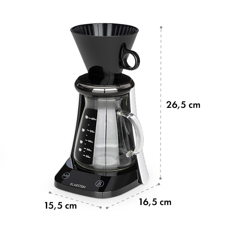 Caraffa di vetro per Caffè Artigianale con Timer Bilancia 600 ml bianco/nero