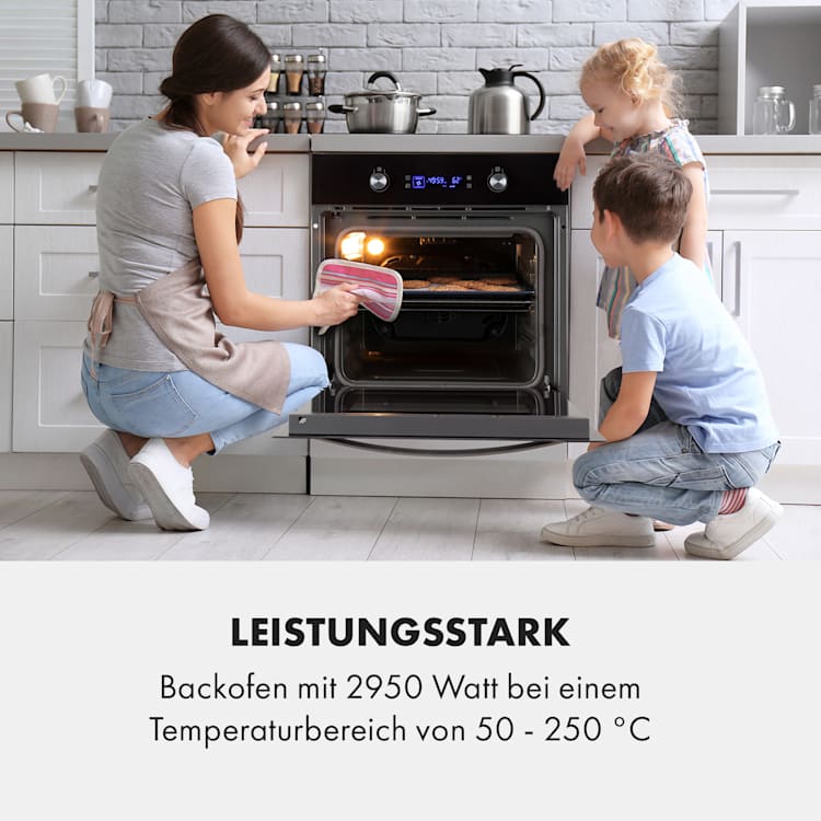 Gusteau Elektrischer Einbaubackofen 64 Liter 2950 Watt Temperaturbereich: 50 -250 °C Gartimer Schwarz
