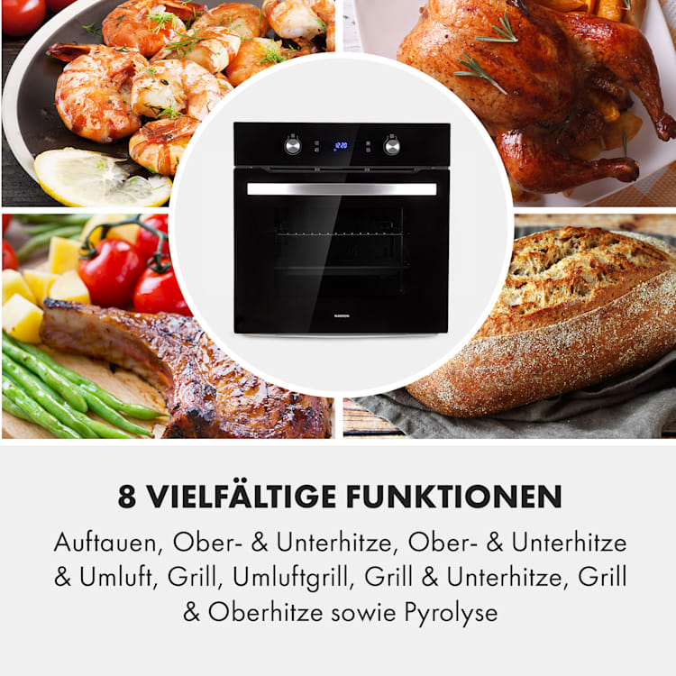 Gusteau Elektrischer Einbaubackofen 64 Liter 2950 Watt Temperaturbereich: 50 -250 °C Gartimer Schwarz