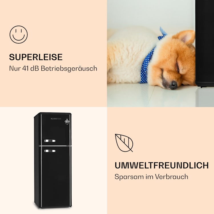 Audrey Kühl- & Gefrierkombination 97l/39l Retro-Look 2 Böden Schwarz
