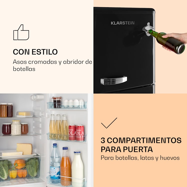 Combi de frigorífico y congelador Audrey 97l/39l Look retro 2 estantes Negro
