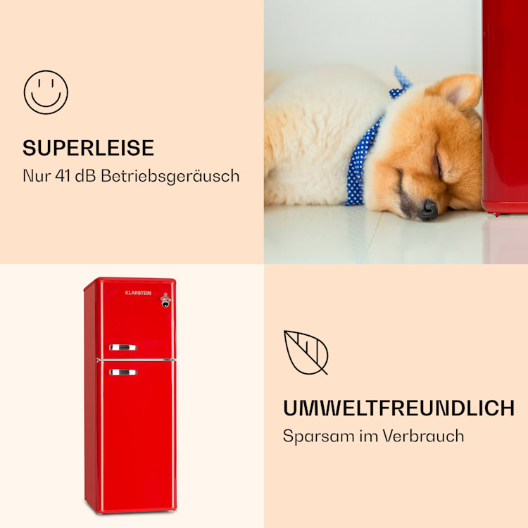Audrey Kühl- & Gefrierkombination 97l/39l Retro-Look 2 Böden Rot