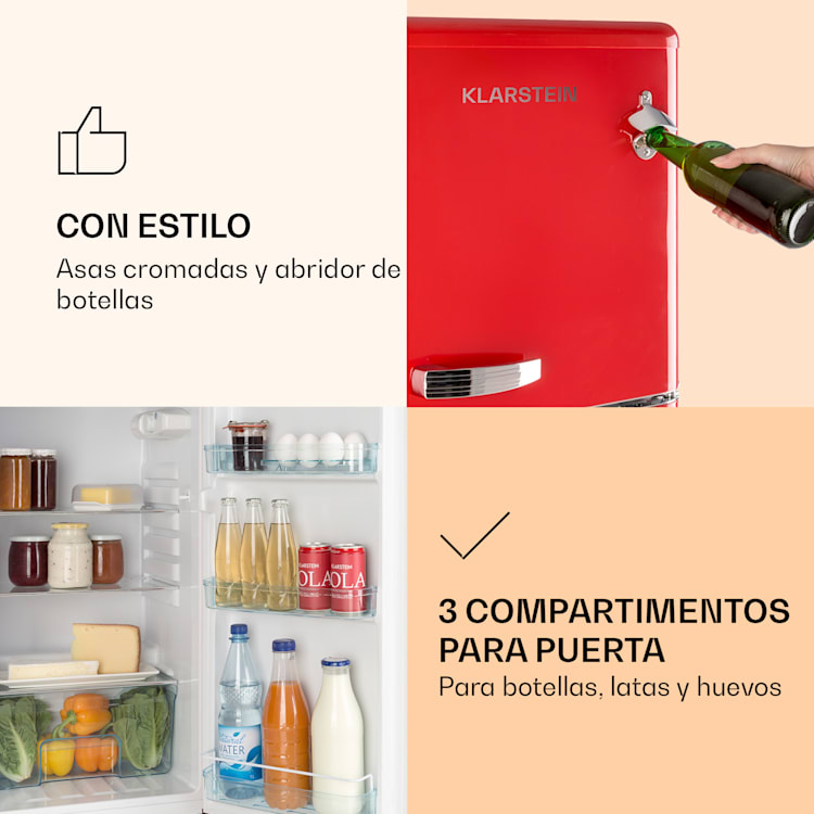 Combi de frigorífico y congelador Audrey 97l/39l Look retro 2 estantes Rojo