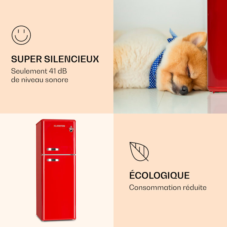 Audrey koelvriescombinatie 97 liter/ 39 liter retro look 2 schappen Rood