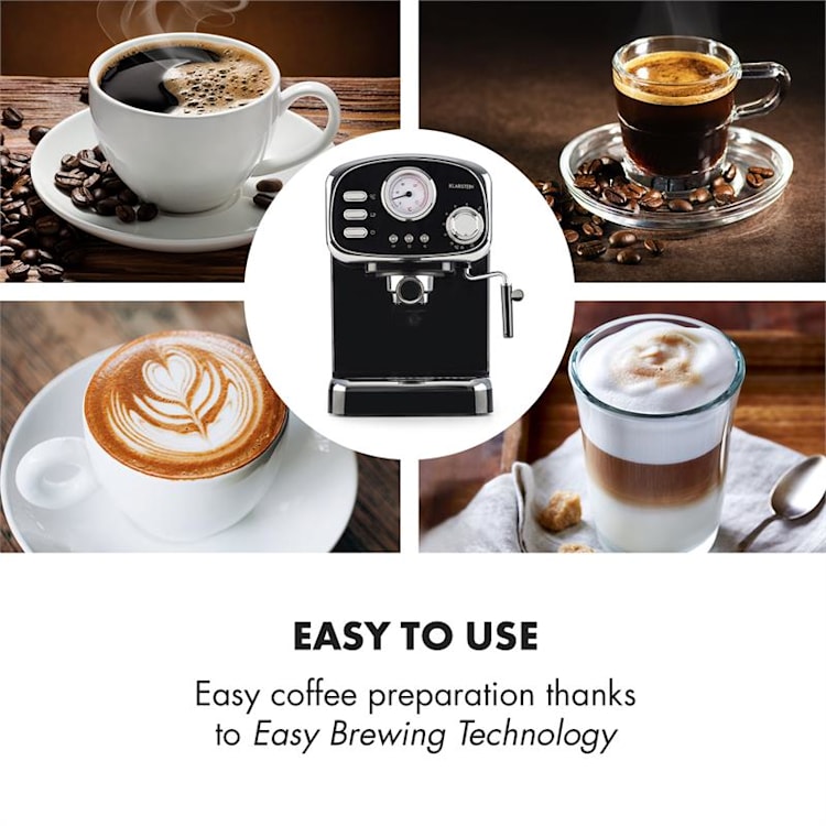 Espressionata Gusto Espressomaschine 1100W 15 Bar Druck schwarz Schwarz