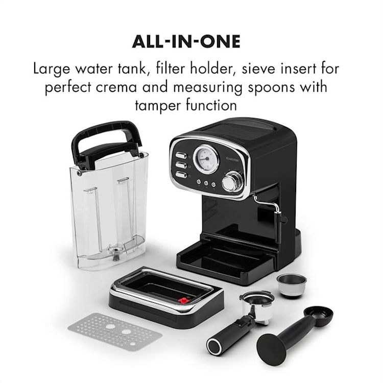 Espressionata Gusto Espressomaschine 1100W 15 Bar Druck schwarz Schwarz
