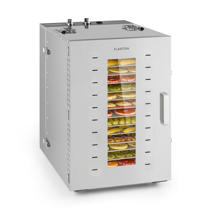 Master Jerky 16, сушилня за плодове и зеленчуци, 1500 W, 40 - 90 °C, 15-hod. таймер, неръждаема стомана, сребърна 16 нива