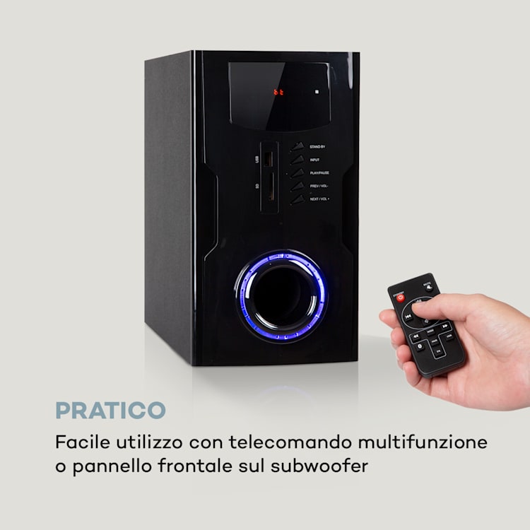 Areal Nobility Surround-System a 5.1 canali 120 W RMS BT 3.0 USB SD AUX