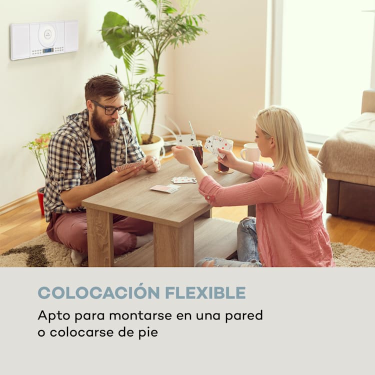 Wallie Microsistema Reproductor de CD Bluetooth Puerto USB Mando a distancia Blanco Blanco