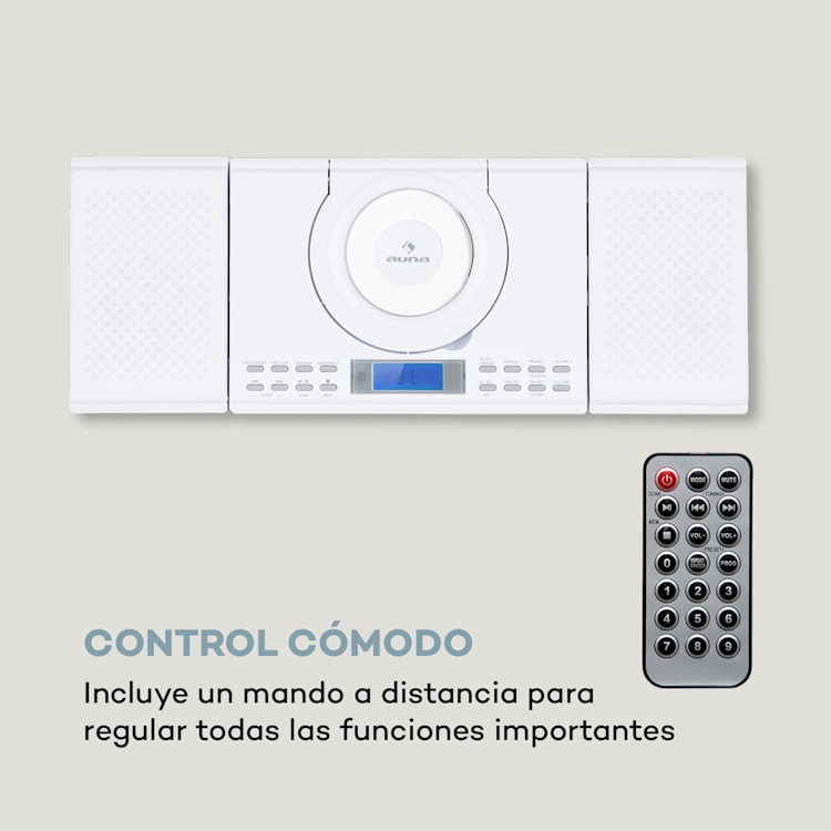 Wallie Microsistema Reproductor de CD Bluetooth Puerto USB Mando a distancia Blanco Blanco