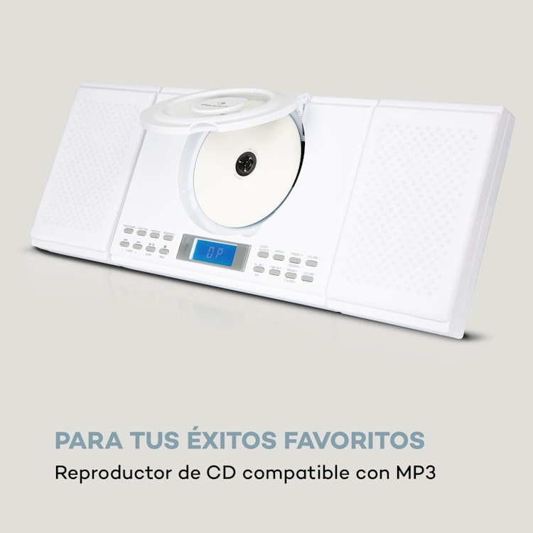 Wallie Microsistema Reproductor de CD Bluetooth Puerto USB Mando a distancia Blanco Blanco