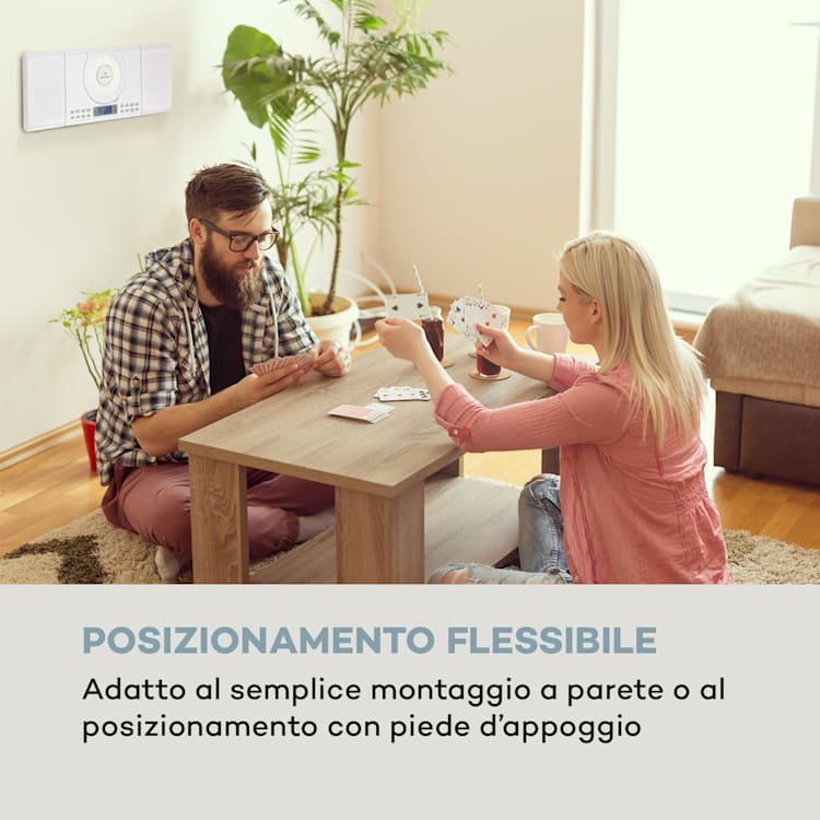 Wallie Microsystem Lettore CD Bluetooth Porta USB Telecomando bianco Bianco