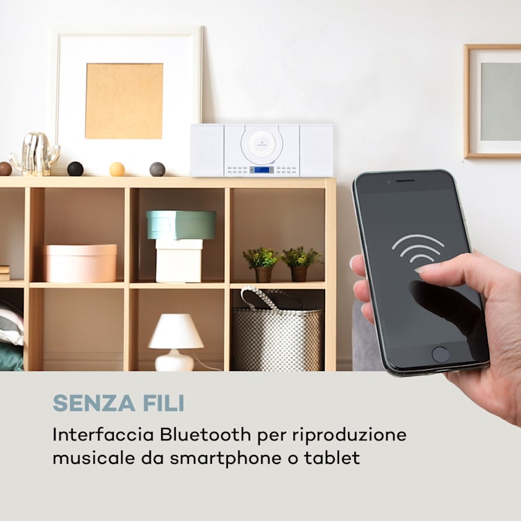 Wallie Microsystem Lettore CD Bluetooth Porta USB Telecomando bianco Bianco