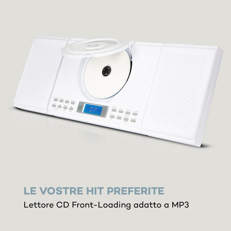 Wallie Microsystem Lettore CD Bluetooth Porta USB Telecomando bianco Bianco