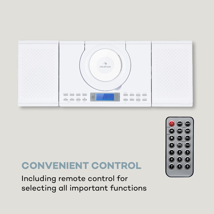 Wallie Microsystem CD-Player Bluetooth USB-Port Fernbedienung weiß
