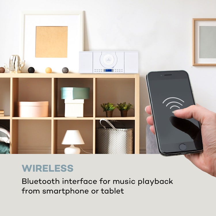 Wallie Microsystem CD-Player Bluetooth USB-Port Fernbedienung weiß