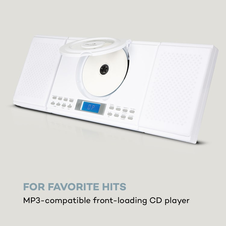 Wallie Microsystem CD-Player Bluetooth USB-Port Fernbedienung weiß