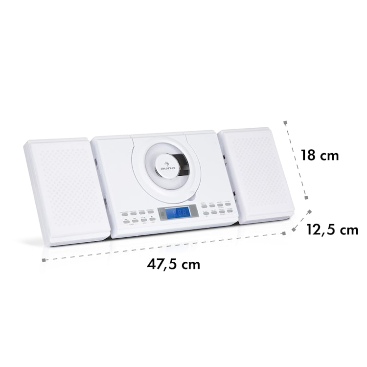 Wallie Microsystem CD-Player Bluetooth USB-Port Fernbedienung weiß