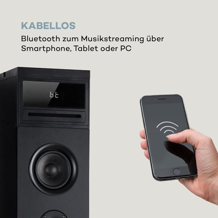 Karaboom 100 Sing Karaoketurm 120W max. CD-Player 2 Mikrofone wireless Schwarz