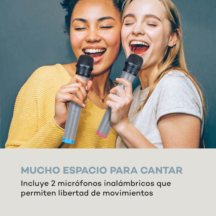 Karaboom 100 Sing Torre de sonido Karaoke 120W máx. Reproductor de CD 2 micrófonos inalámbricos Negro