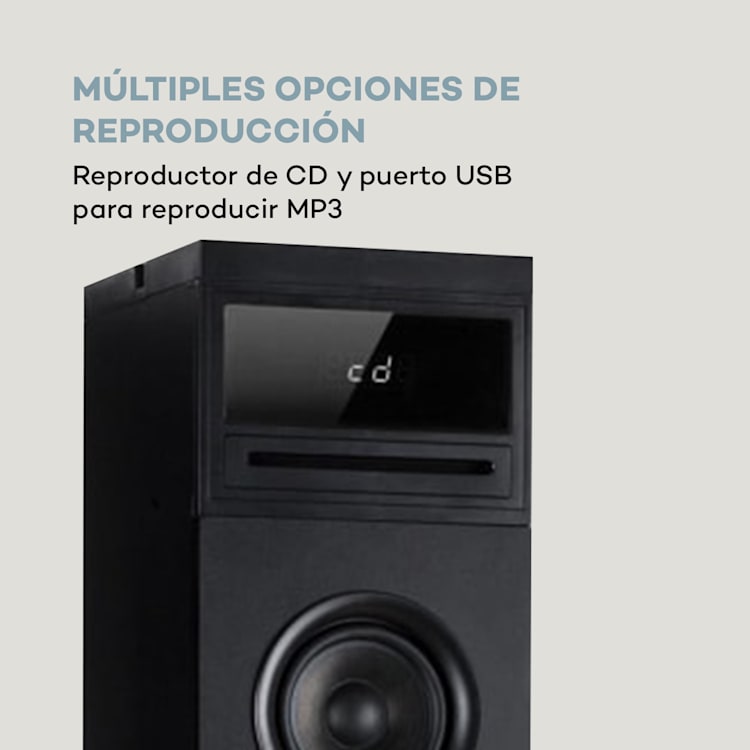 Karaboom 100 Sing Torre de sonido Karaoke 120W máx. Reproductor de CD 2 micrófonos inalámbricos Negro