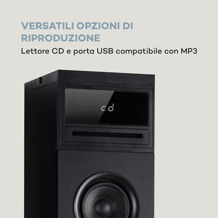 Karaboom 100 Sing, torre per karaoke da 120 W max., con lettore CD e 2 microfoni senza fili