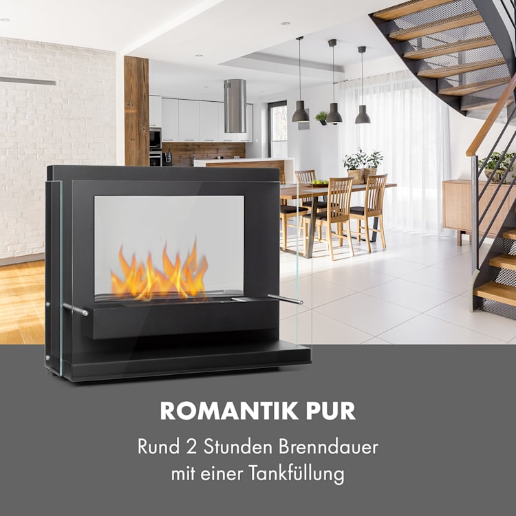 Phantasma Vidro Ethanol-Kamin rauchfrei Edelstahl-Brenner 2h Stahl schwarz